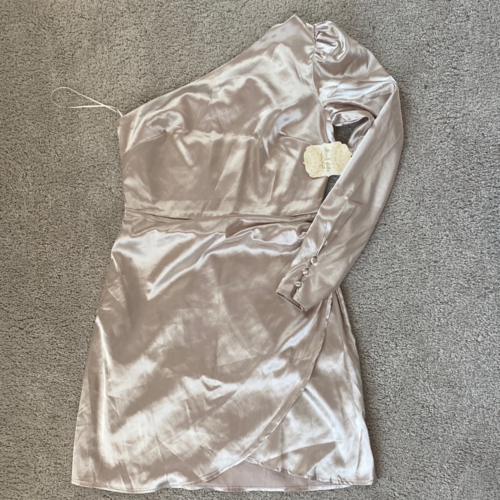 Champagne one shoulder dress